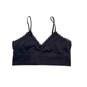LILY OF FRANCE Bralette M (8-10) Lace Black Casual Adjustable Strap